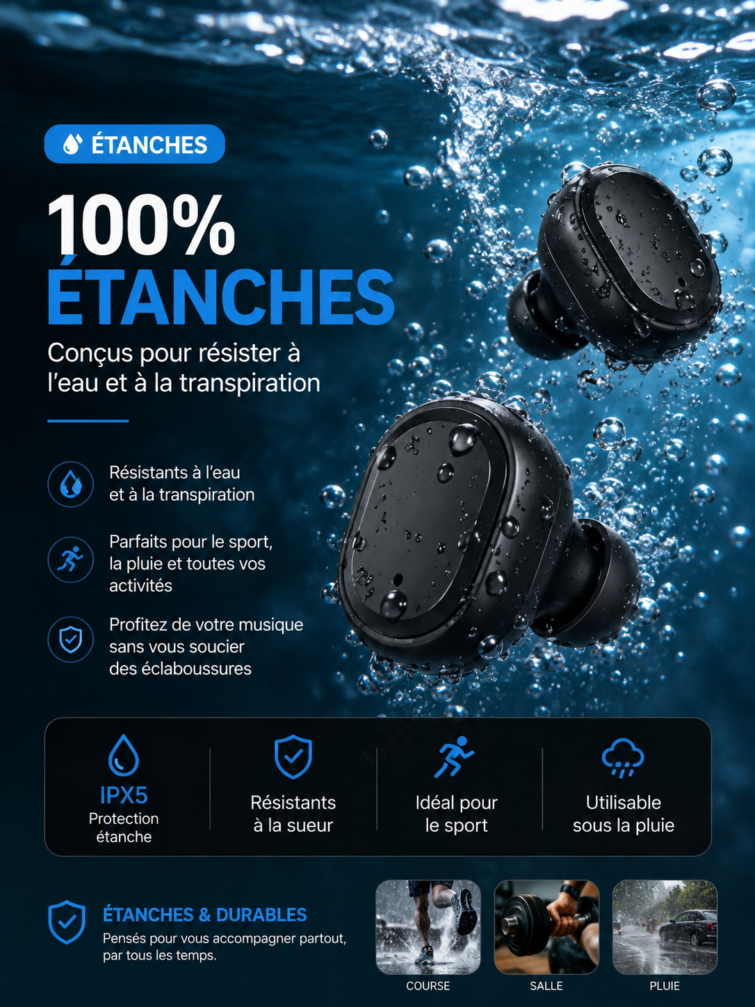 Écouteurs Sans Fil E6S – Autonomie Longue Durée