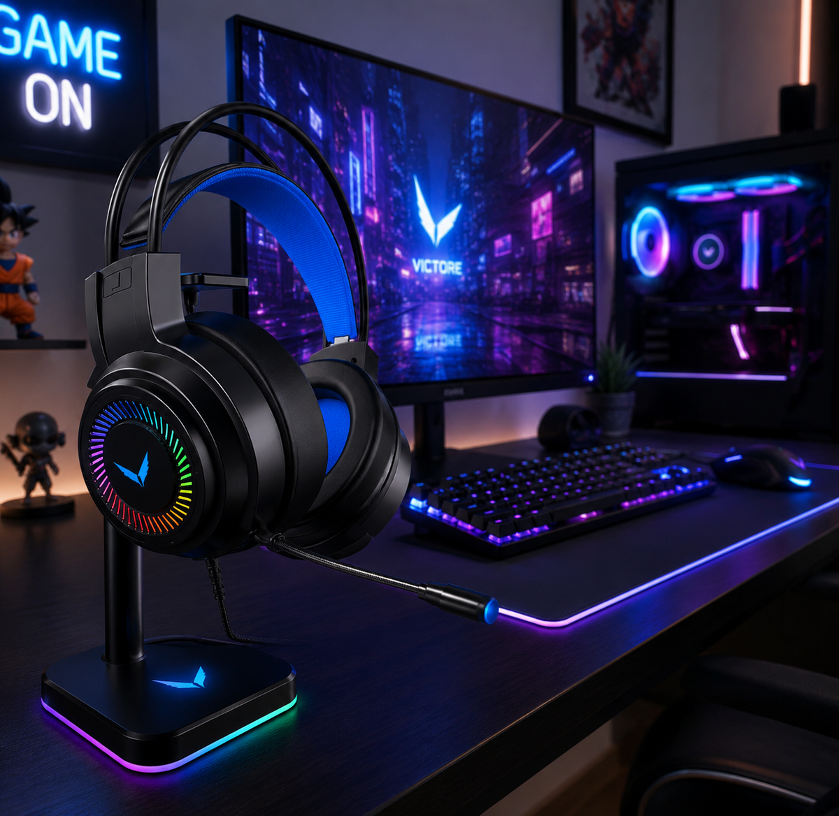 SHOPCAST G60 – Casque Gaming Filaire 7.1 Surround Virtuel 4D | Driver 50mm | LED RGB | Micro ANC 360° | PC, PS4, Mobile