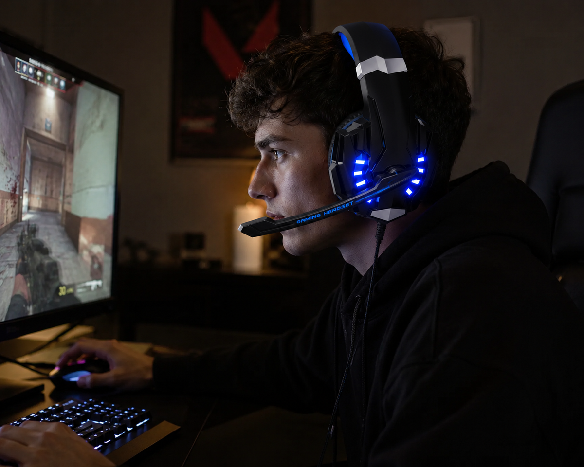 Casque Gaming KOTION EACH Basses Profondes Stéréo LED & Micro – SHOPCAST