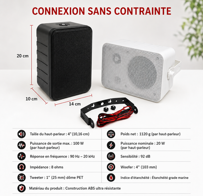 SHOPCAST OutdoorPro 200 — Enceinte Passive Extérieure 200W 2 Voies | Montage Mural/Plafond, Waterproof IP44
