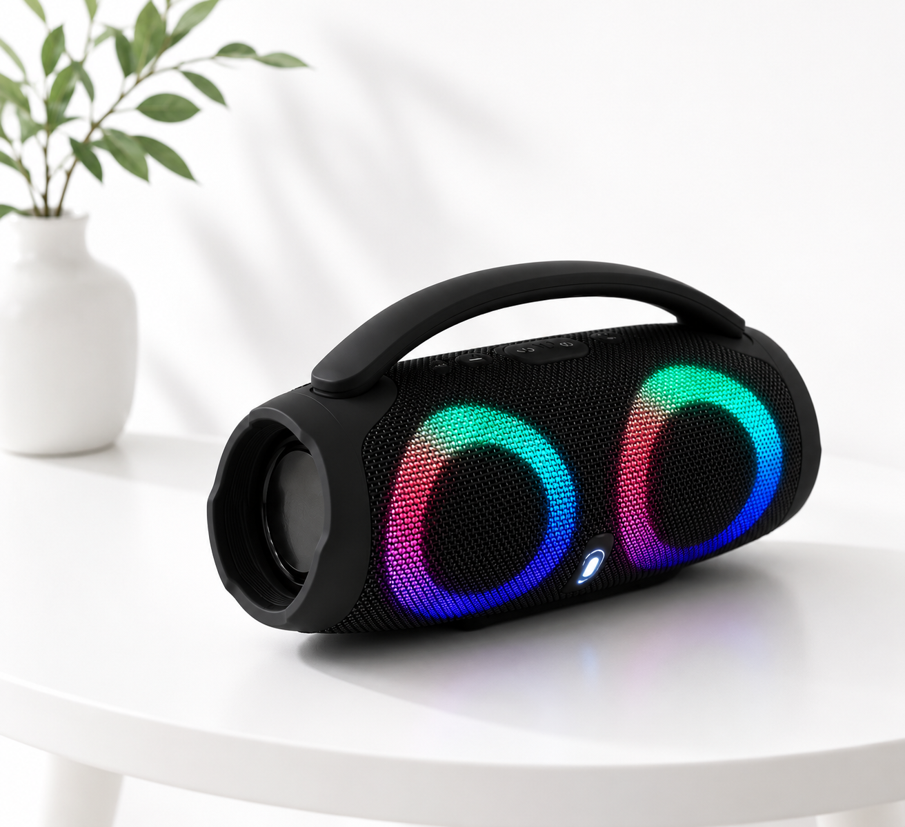 SHOPCAST RGBoom 100 — Enceinte Bluetooth Portable 100W RGB | Subwoofer 360°, TWS, Radio FM, Waterproof