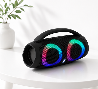 SHOPCAST RGBoom 100 — Enceinte Bluetooth Portable 100W RGB | Subwoofer 360°, TWS, Radio FM, Waterproof