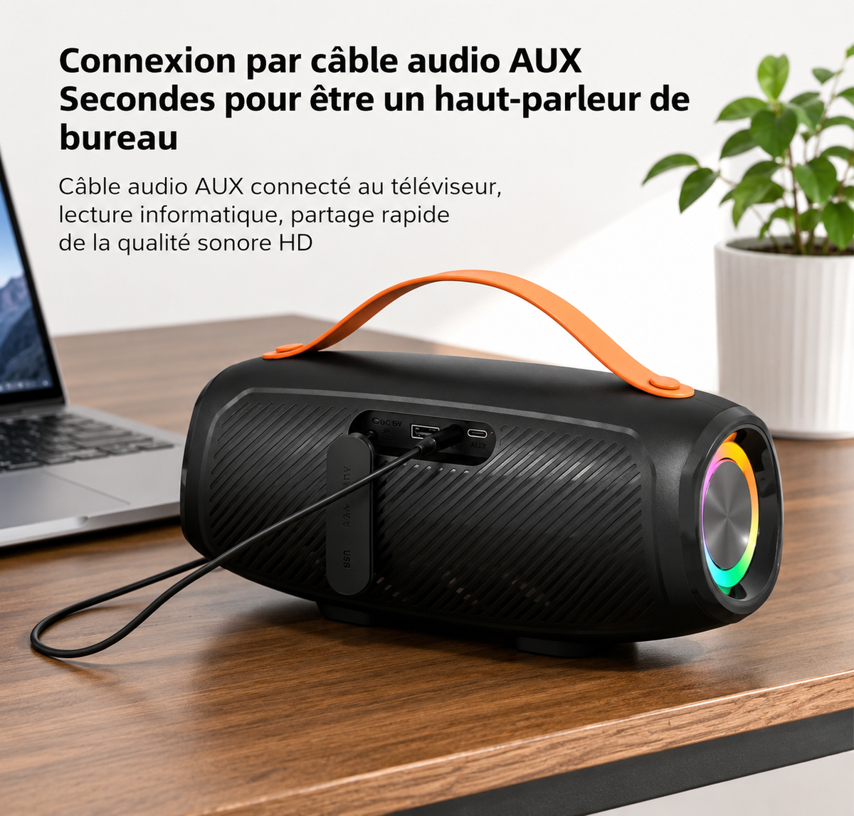 SHOPCAST EBS-610 RGB — Enceinte Bluetooth 20W Portable | RGB Dynamique, IPX4, TWS, Bluetooth 5.3