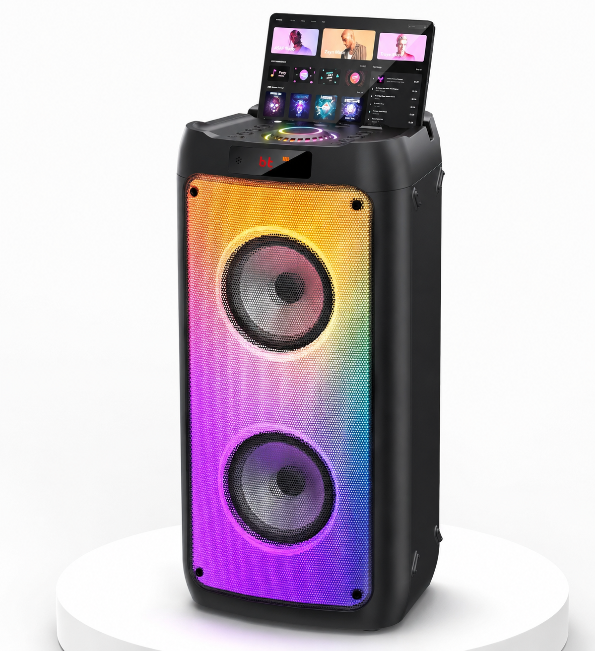 SHOPCAST KaraParty T10 — Enceinte Karaoké Bluetooth | 2 Micros, Lumières LED, Subwoofer, TWS, 8h Autonomie