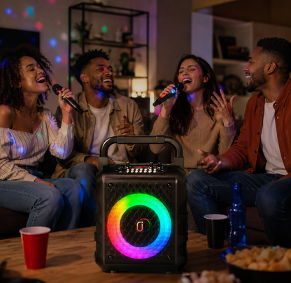 SHOPCAST KaraStage T18 — Enceinte Karaoké Bluetooth 60W | Micro, LED, Subwoofer 6.5", Bluetooth 5.3, 4000mAh