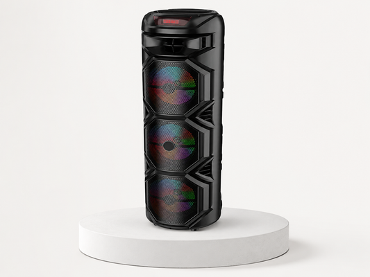 SHOPCAST PartyMax 1000 — Enceinte Bluetooth 1000W 3×8" | Micro Sans Fil, LED, Radio FM, Télécommande, Extérieur