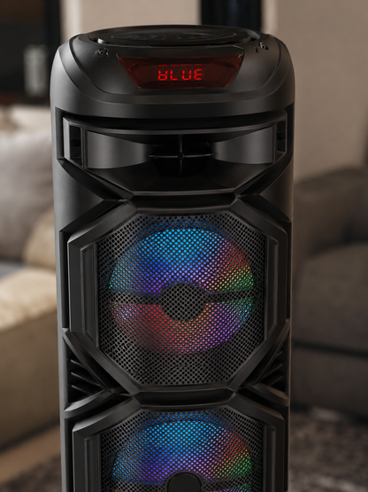 SHOPCAST PartyMax 1000 — Enceinte Bluetooth 1000W 3×8" | Micro Sans Fil, LED, Radio FM, Télécommande, Extérieur