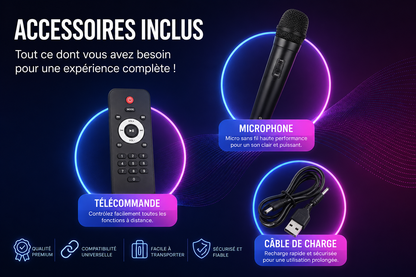 SHOPCAST PartyMax 1000 — Enceinte Bluetooth 1000W 3×8" | Micro Sans Fil, LED, Radio FM, Télécommande, Extérieur