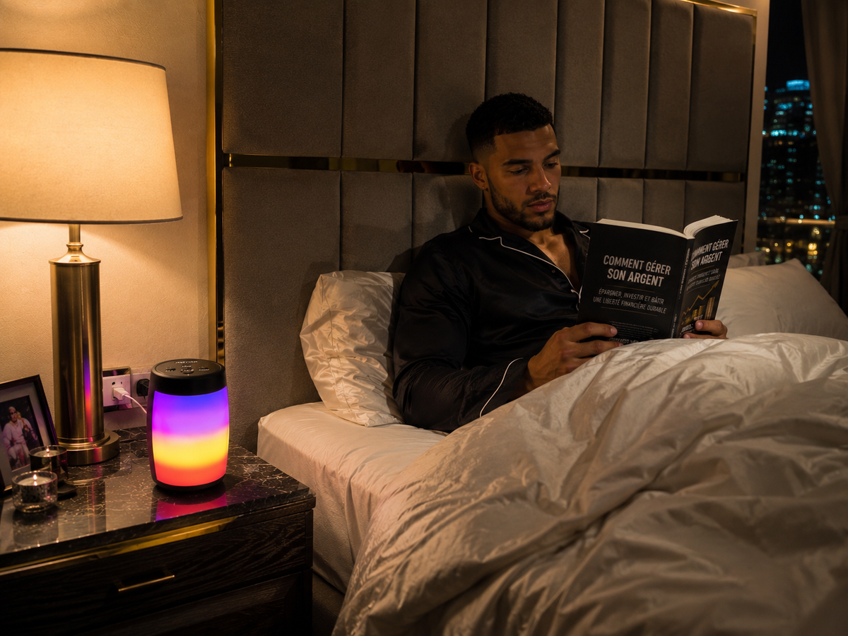 SHOPCAST NightBass 1202 — Mini Enceinte Bluetooth 5.3 | Super Bass, Lumières RGB, Carte TF, Portable