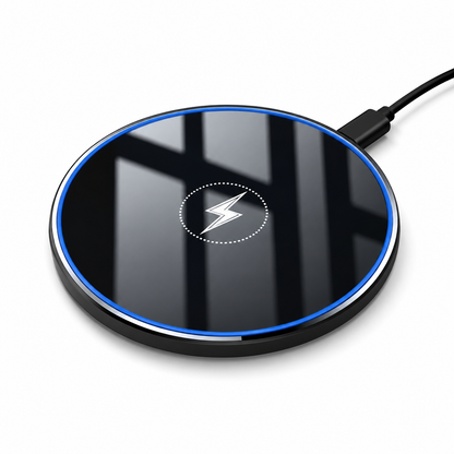 SHOPCAST AuraPad — Chargeur Sans Fil LED 15W | iPhone & Samsung