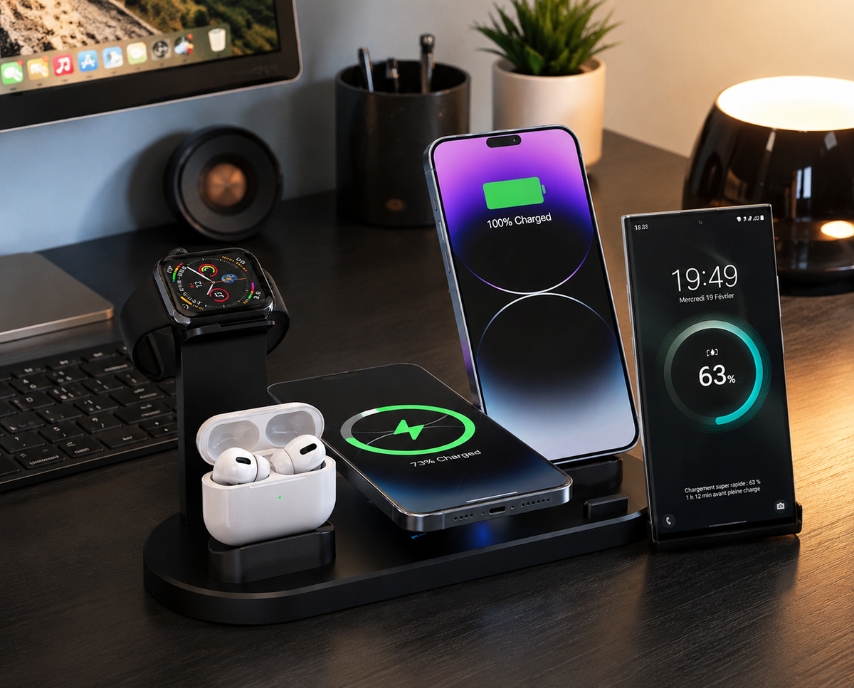 SHOPCAST OmniDock — Station de Charge Sans Fil 7-en-1 | iPhone, Apple Watch & AirPods