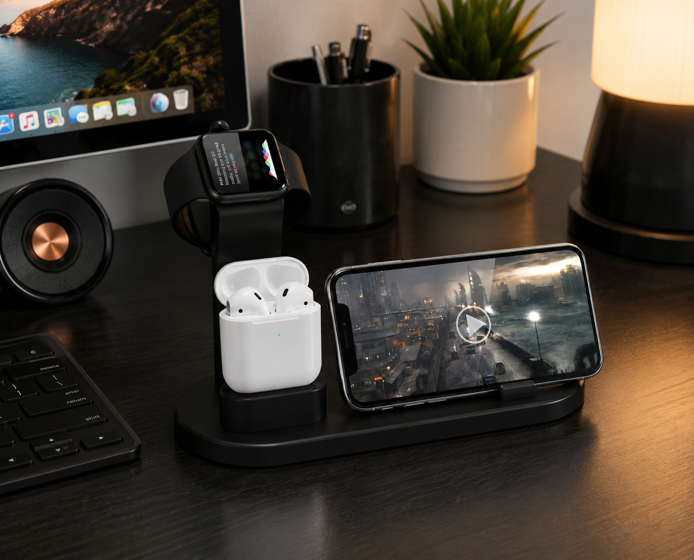 SHOPCAST OmniDock — Station de Charge Sans Fil 7-en-1 | iPhone, Apple Watch & AirPods