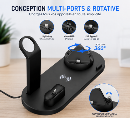 SHOPCAST OmniDock — Station de Charge Sans Fil 7-en-1 | iPhone, Apple Watch & AirPods
