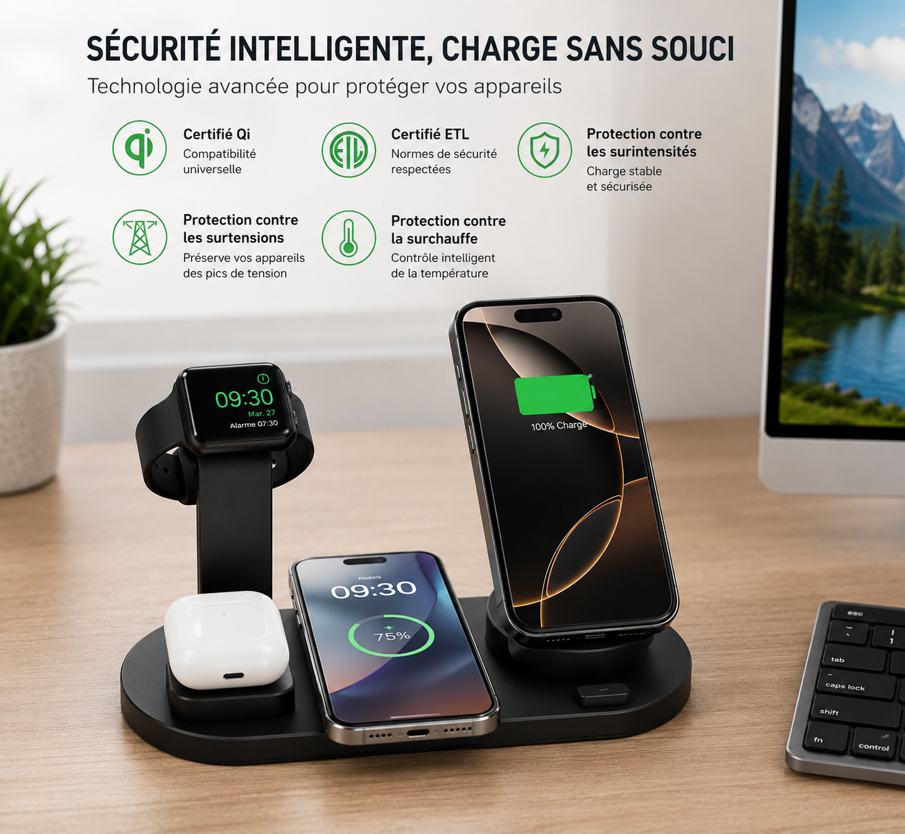 SHOPCAST OmniDock — Station de Charge Sans Fil 7-en-1 | iPhone, Apple Watch & AirPods