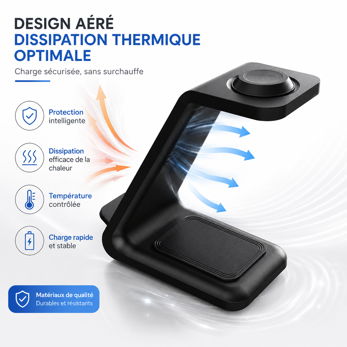 SHOPCAST TrioCharge — Station Sans Fil 3-en-1 30W | iPhone, Apple Watch & AirPods