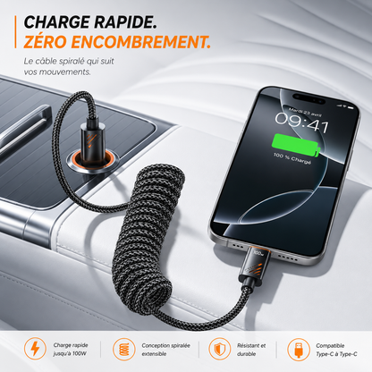 SHOPCAST FlexCable 100W — Câble USB-C Tressé Charge Rapide | 60W & 100W, 1.2m & 1.8m