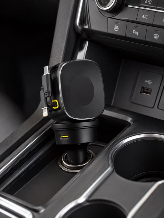SHOPCAST VoltRide — Chargeur Voiture 240W 4 Ports | Câble Rétractable USB-C