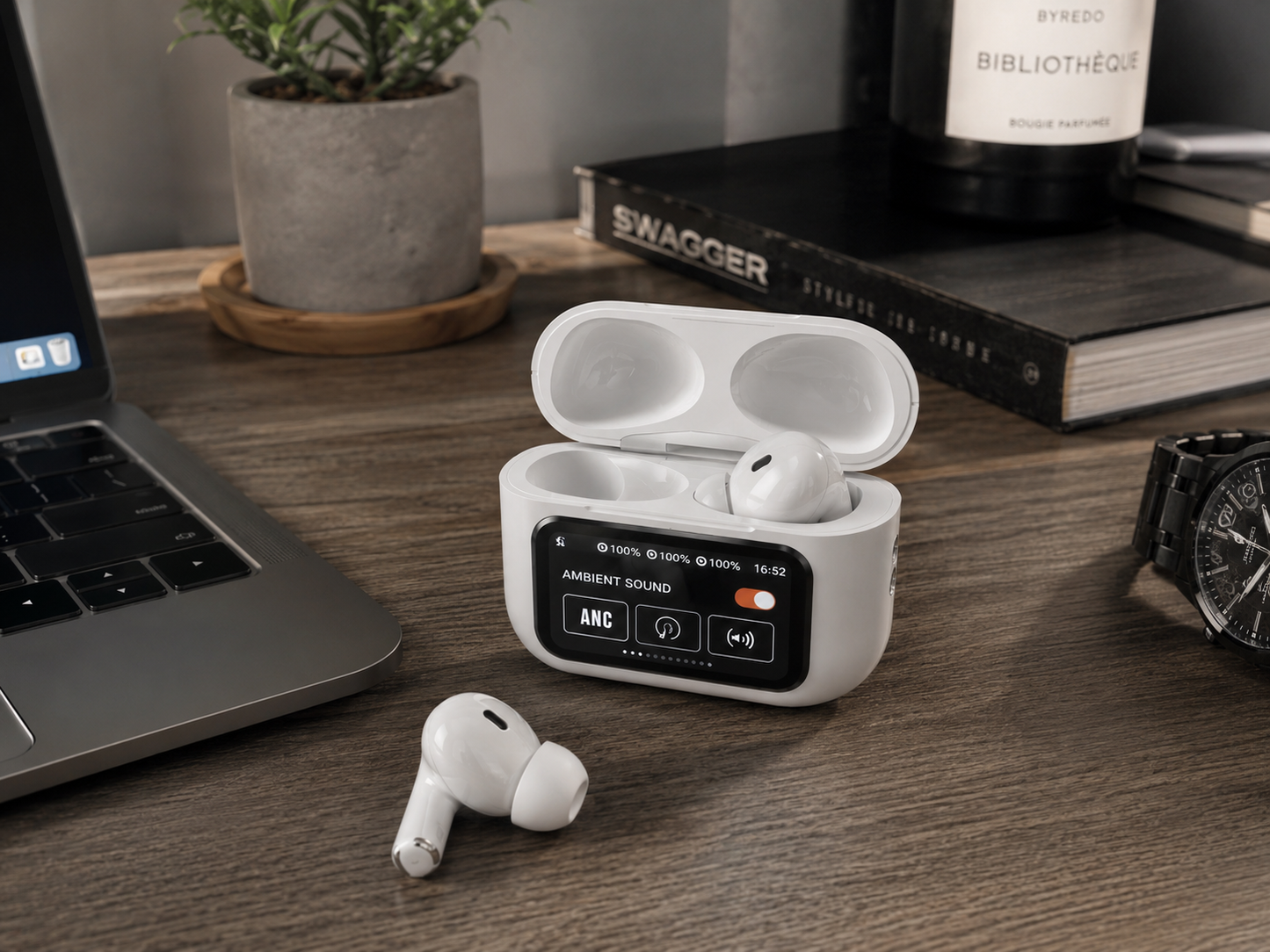 Ecouteurs bluetooth ANC avec écran tactile