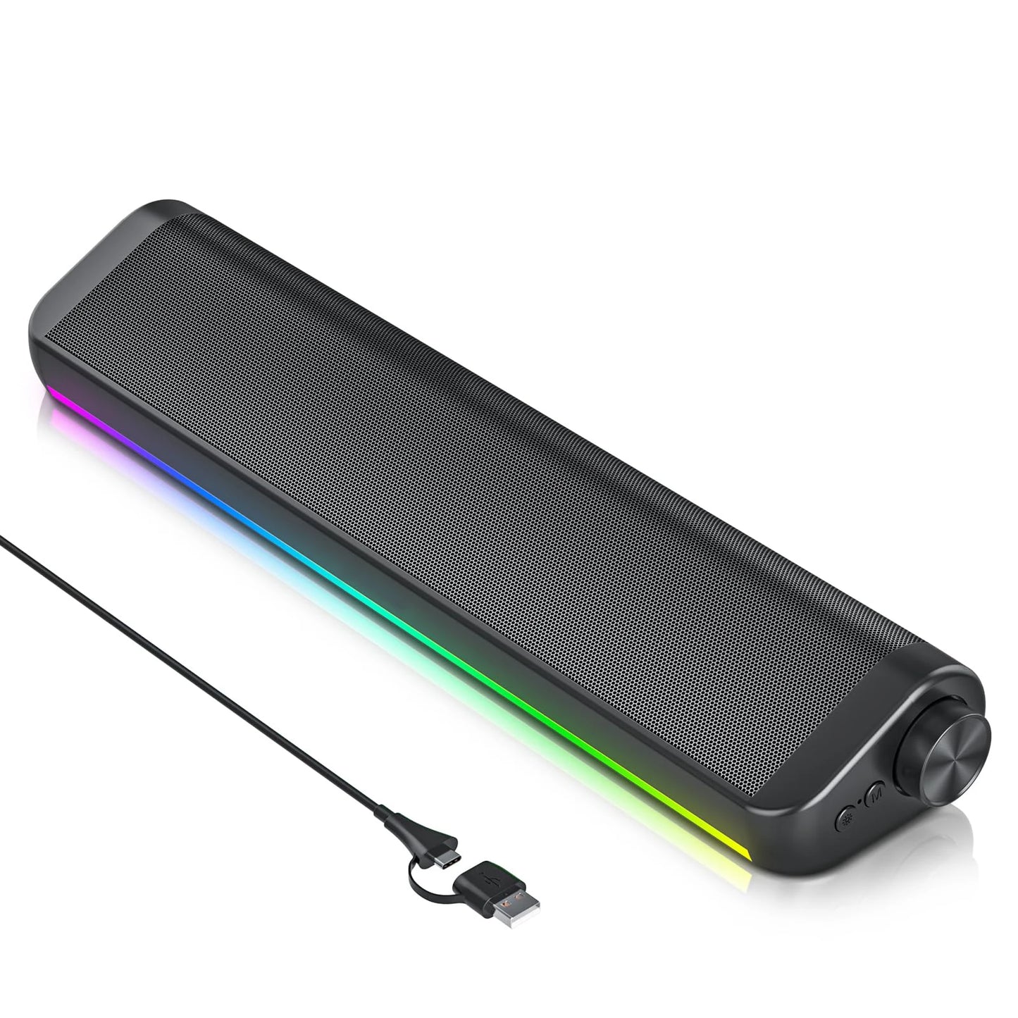 SHOPCAST SoundBar RGB — Enceinte PC Filaire & Bluetooth | Subwoofer, Son 3D Surround, USB