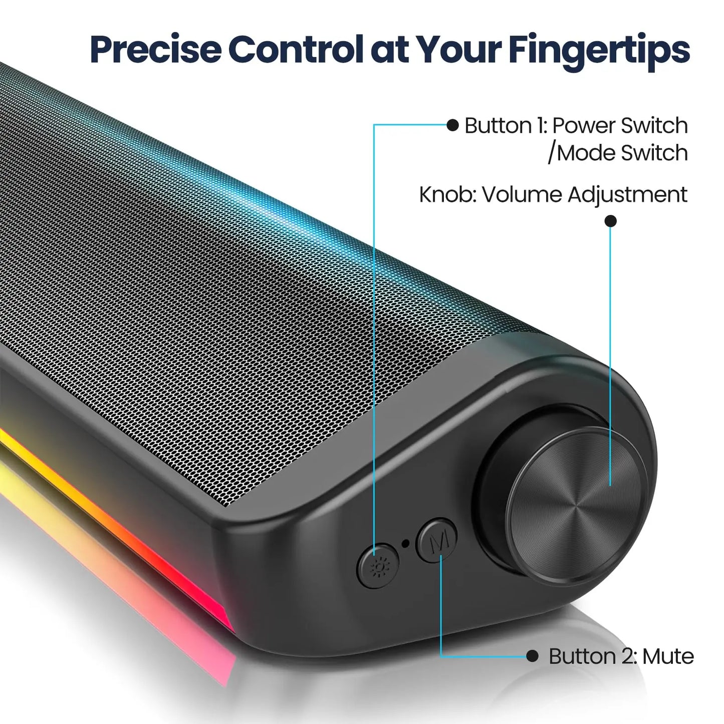 SHOPCAST SoundBar RGB — Enceinte PC Filaire & Bluetooth | Subwoofer, Son 3D Surround, USB